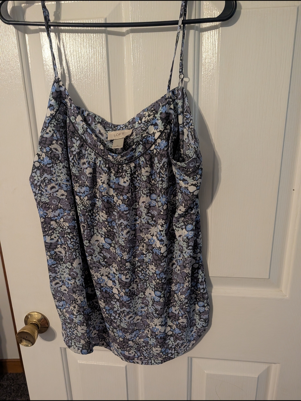 LOFT Blue and White Floral Spaghetti Strap Camisole